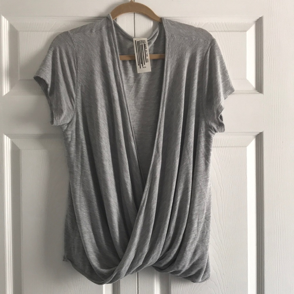 Free People Light Grey Flowy Top